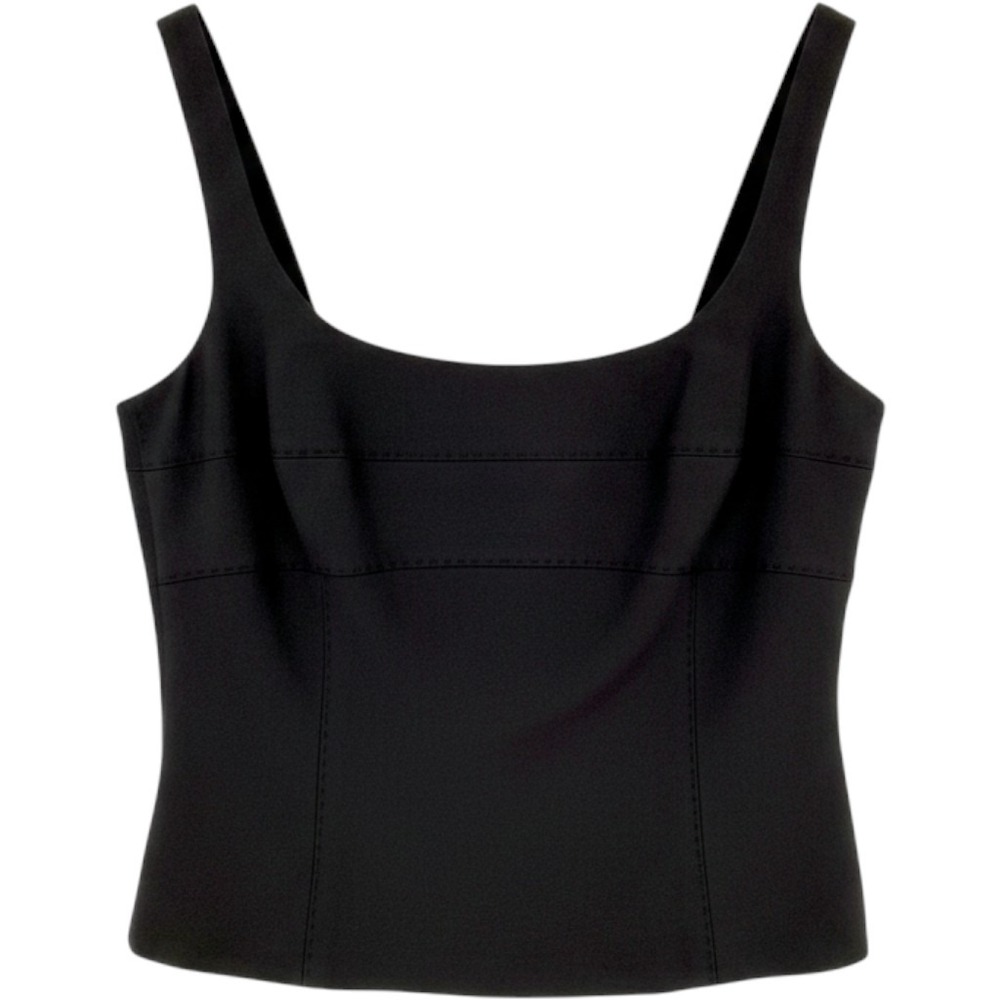 Carlisle New York Black Structured Tank Top Womens 8 Sleeveless Silk Blend